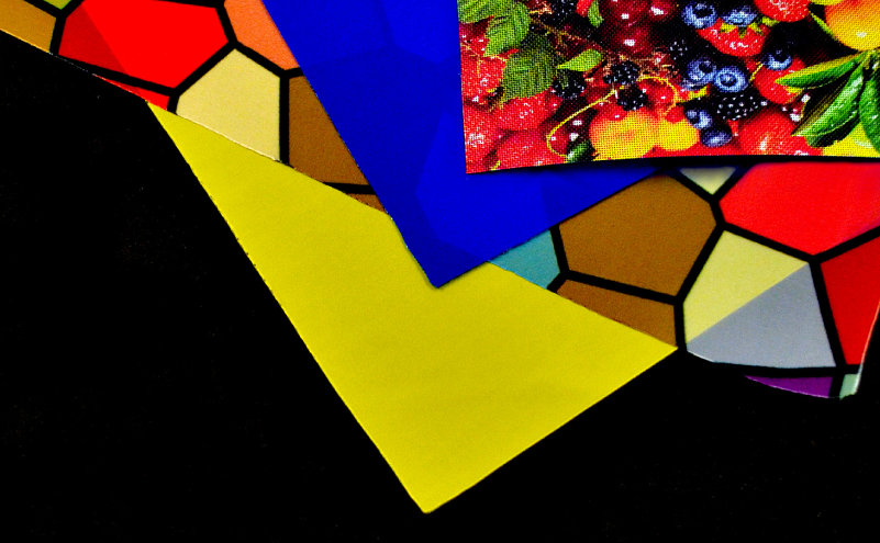 Photo of mesh cloth printed with colorful patterns