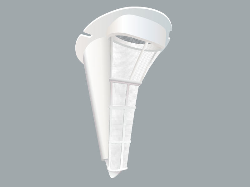 Funnel-shaped medical mesh integrated molded filter