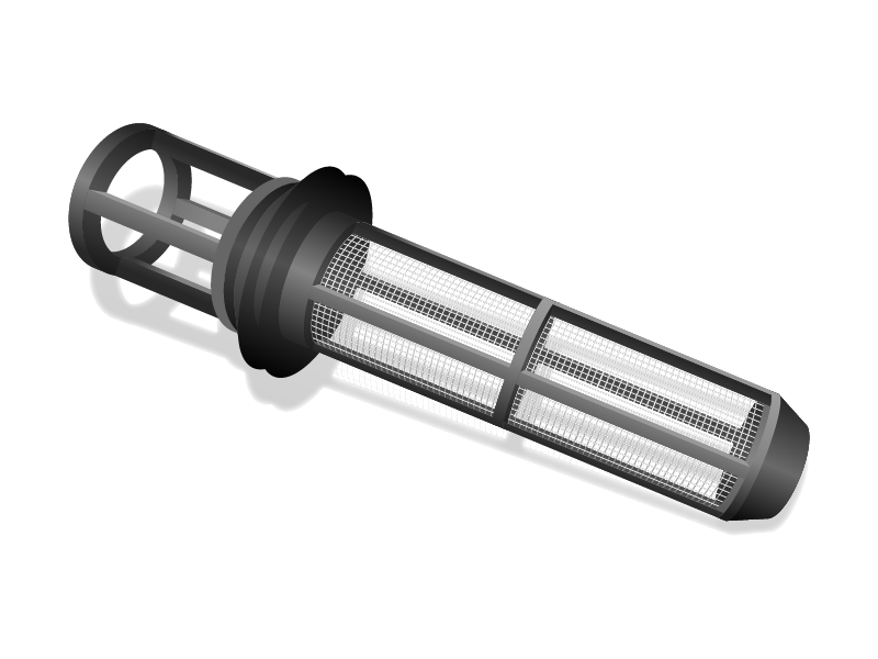 Illustration of a Cylindrical Mesh Filter with Ribs